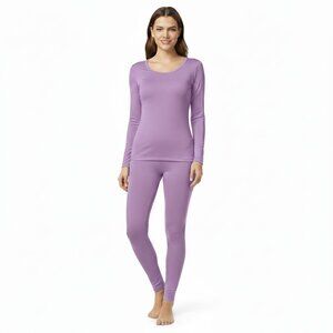 Women's Microfiber Fleece Lined Thermals 2-pc Set, Purple